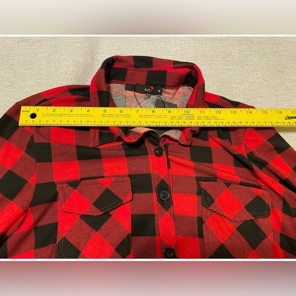 DJT Women’s Roll Up Long Sleeve Collared Button Down Plaid Shirt Medium NEW - Picture 6 of 11